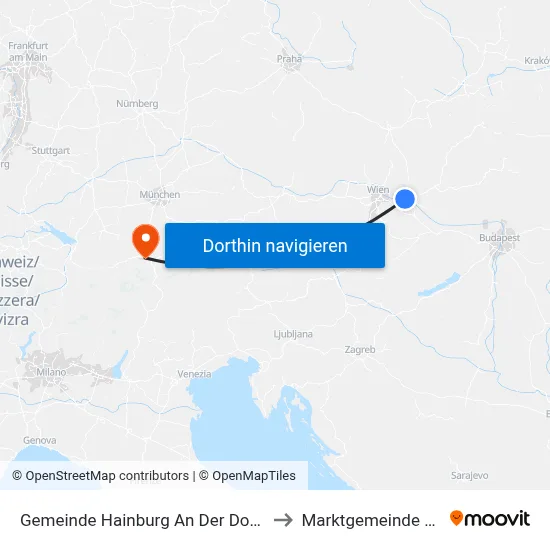 Gemeinde Hainburg An Der Donau to Marktgemeinde Zirl map