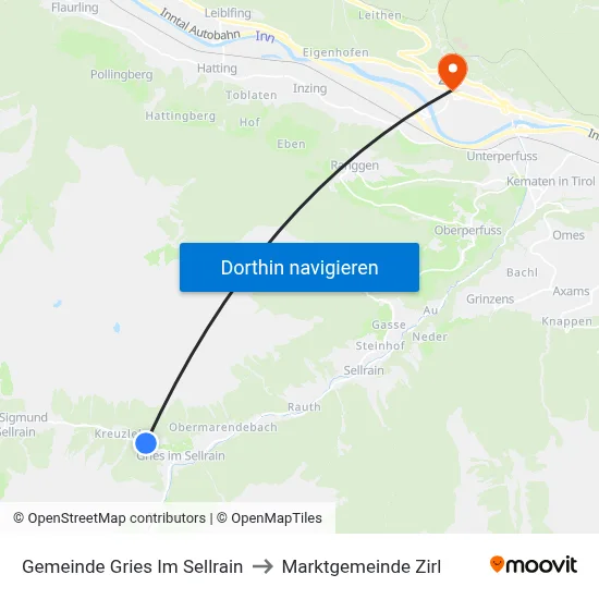 Gemeinde Gries Im Sellrain to Marktgemeinde Zirl map
