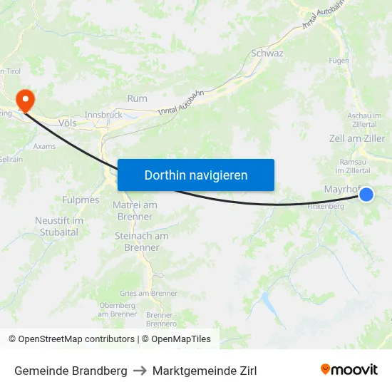 Gemeinde Brandberg to Marktgemeinde Zirl map