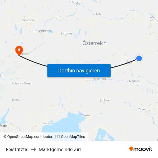 Feistritztal to Marktgemeinde Zirl map