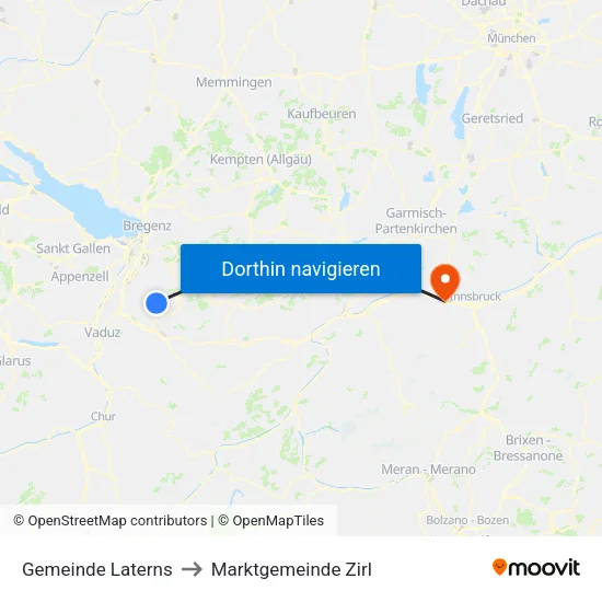 Gemeinde Laterns to Marktgemeinde Zirl map