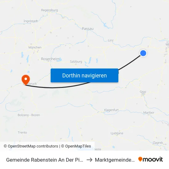 Gemeinde Rabenstein An Der Pielach to Marktgemeinde Zirl map