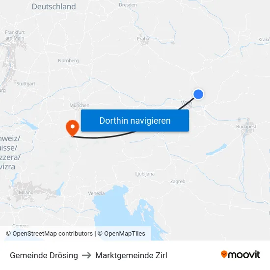 Gemeinde Drösing to Marktgemeinde Zirl map