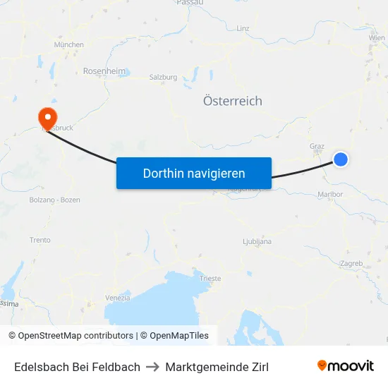 Edelsbach Bei Feldbach to Marktgemeinde Zirl map