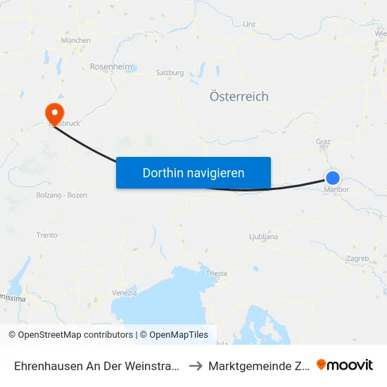 Ehrenhausen An Der Weinstraße to Marktgemeinde Zirl map