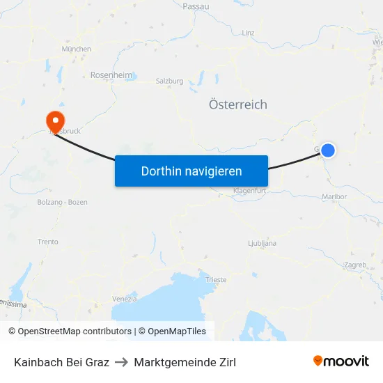 Kainbach Bei Graz to Marktgemeinde Zirl map