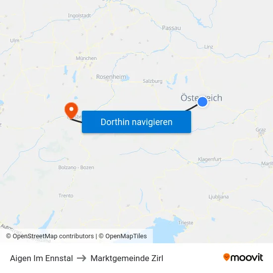 Aigen Im Ennstal to Marktgemeinde Zirl map