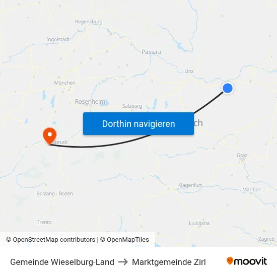 Gemeinde Wieselburg-Land to Marktgemeinde Zirl map