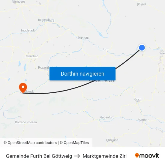 Gemeinde Furth Bei Göttweig to Marktgemeinde Zirl map