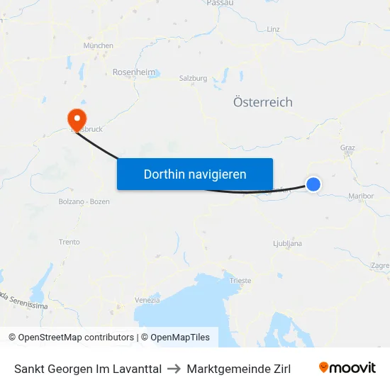 Sankt Georgen Im Lavanttal to Marktgemeinde Zirl map