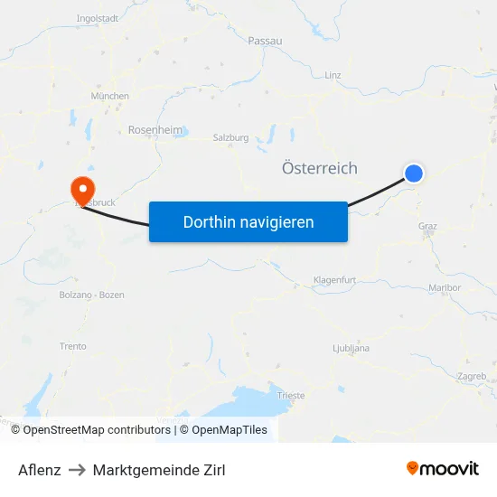 Aflenz to Marktgemeinde Zirl map