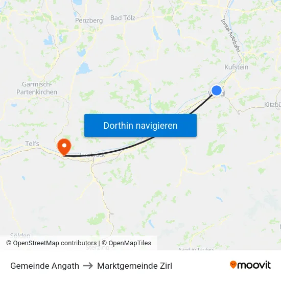 Gemeinde Angath to Marktgemeinde Zirl map