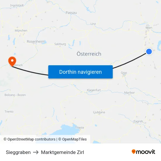 Sieggraben to Marktgemeinde Zirl map