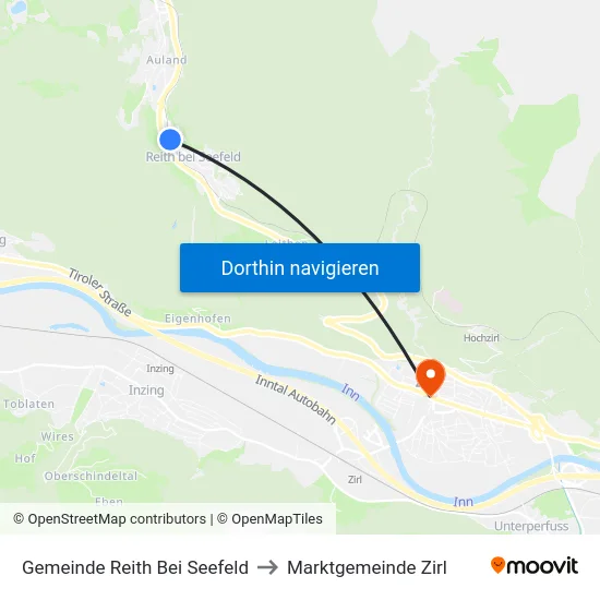 Gemeinde Reith Bei Seefeld to Marktgemeinde Zirl map