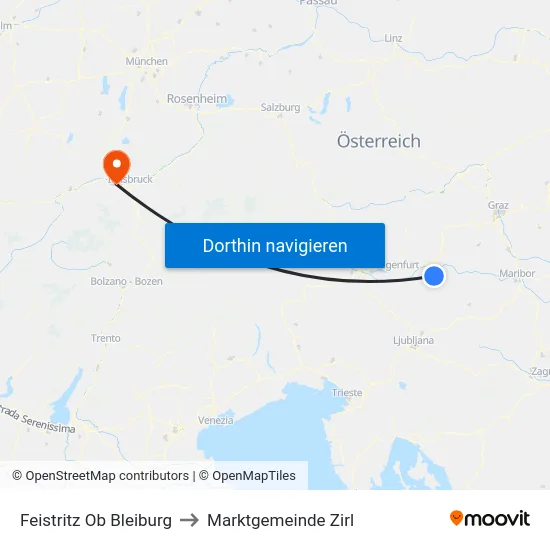 Feistritz Ob Bleiburg to Marktgemeinde Zirl map