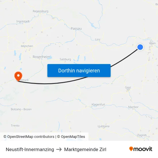 Neustift-Innermanzing to Marktgemeinde Zirl map