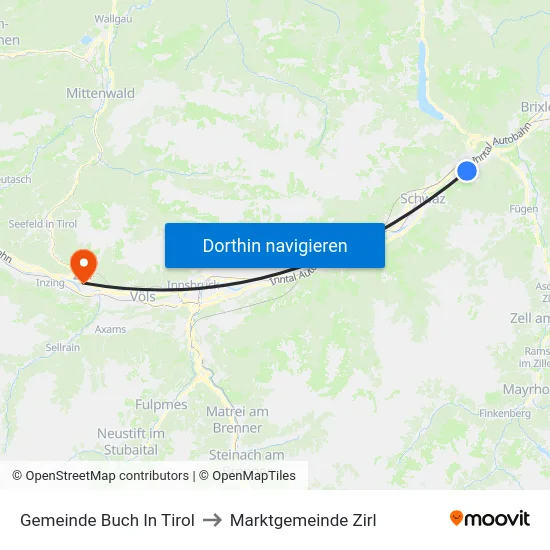 Gemeinde Buch In Tirol to Marktgemeinde Zirl map