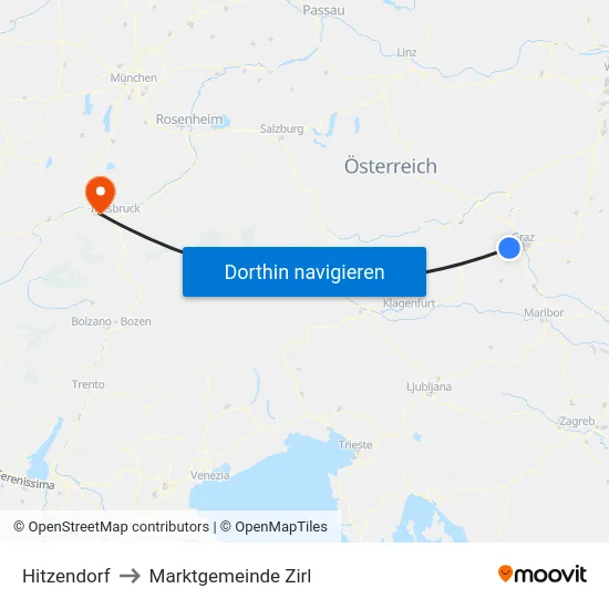 Hitzendorf to Marktgemeinde Zirl map