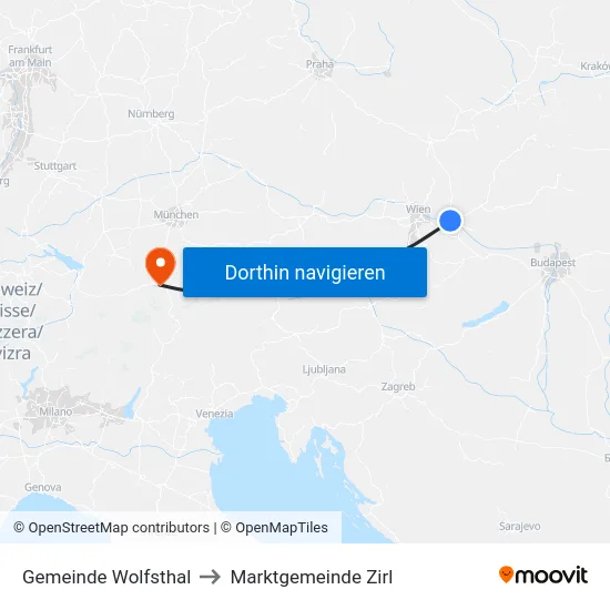 Gemeinde Wolfsthal to Marktgemeinde Zirl map
