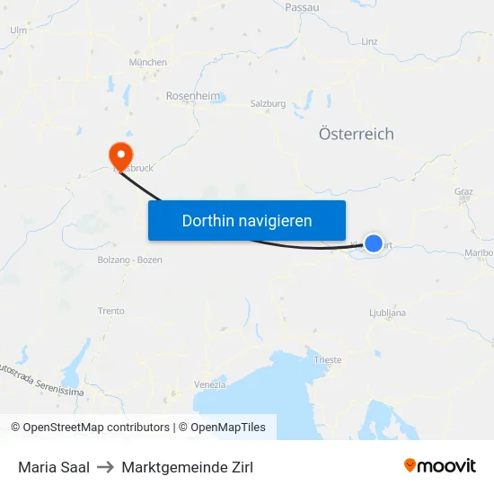 Maria Saal to Marktgemeinde Zirl map