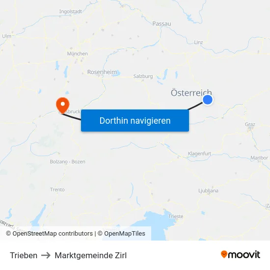 Trieben to Marktgemeinde Zirl map