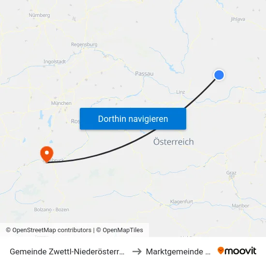 Gemeinde Zwettl-Niederösterreich to Marktgemeinde Zirl map