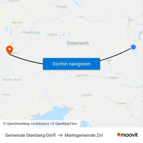 Gemeinde Steinberg-Dörfl to Marktgemeinde Zirl map