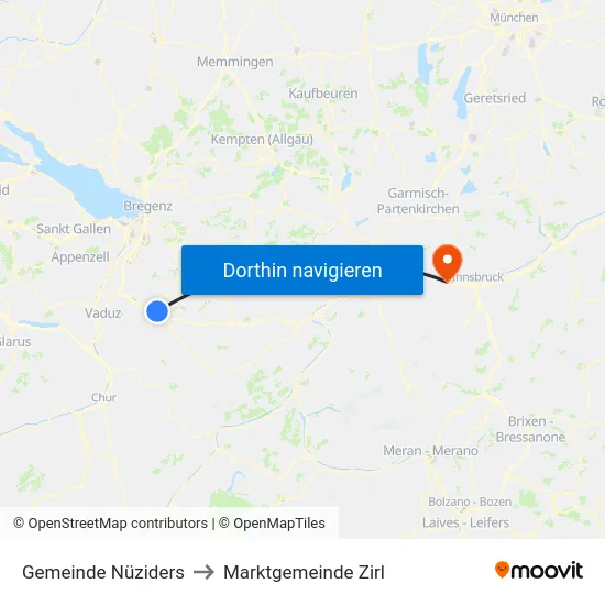 Gemeinde Nüziders to Marktgemeinde Zirl map