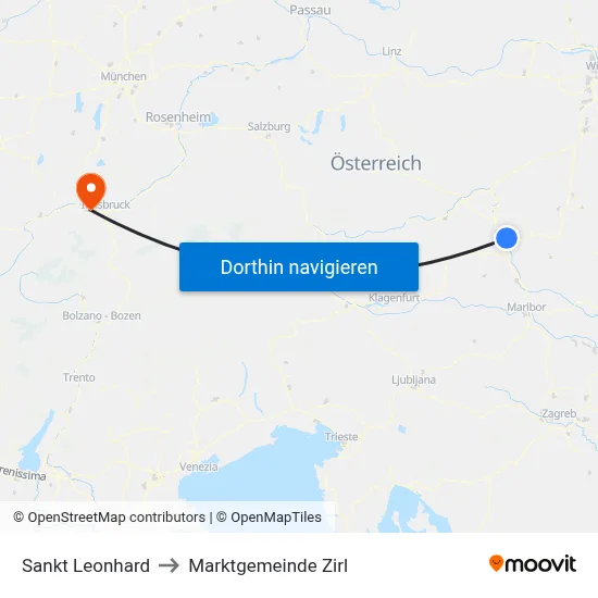 Sankt Leonhard to Marktgemeinde Zirl map