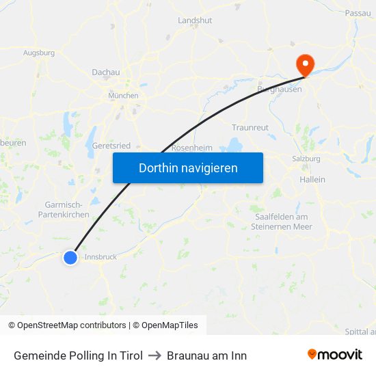 Gemeinde Polling In Tirol to Braunau am Inn map