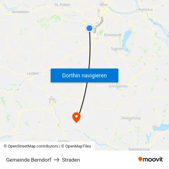 Gemeinde Berndorf to Straden map