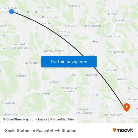 Sankt Stefan Im Rosental to Straden map