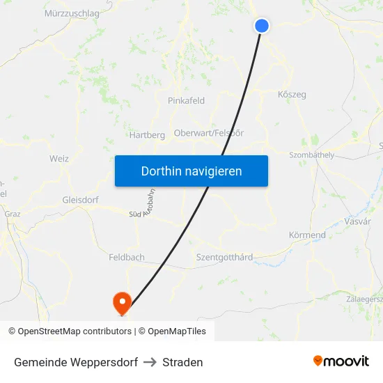 Gemeinde Weppersdorf to Straden map