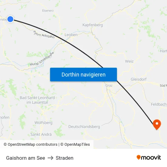 Gaishorn am See to Straden map