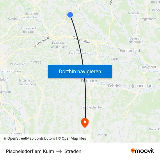 Pischelsdorf am Kulm to Straden map