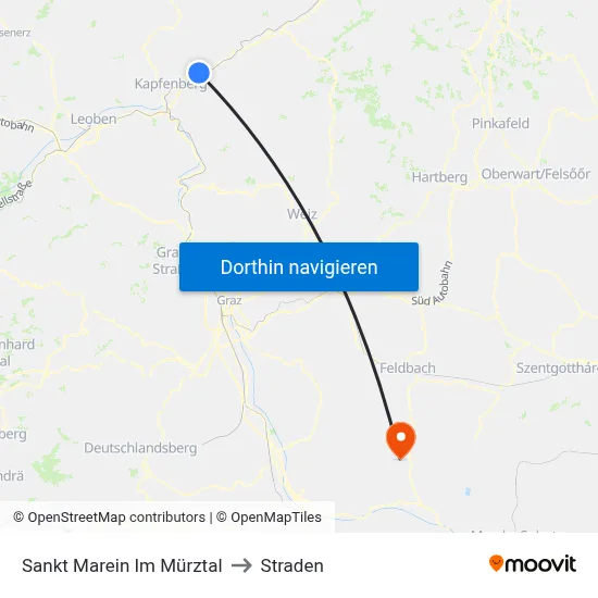Sankt Marein Im Mürztal to Straden map