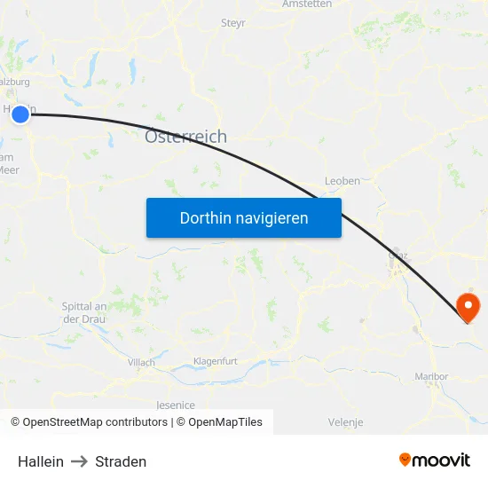Hallein to Straden map