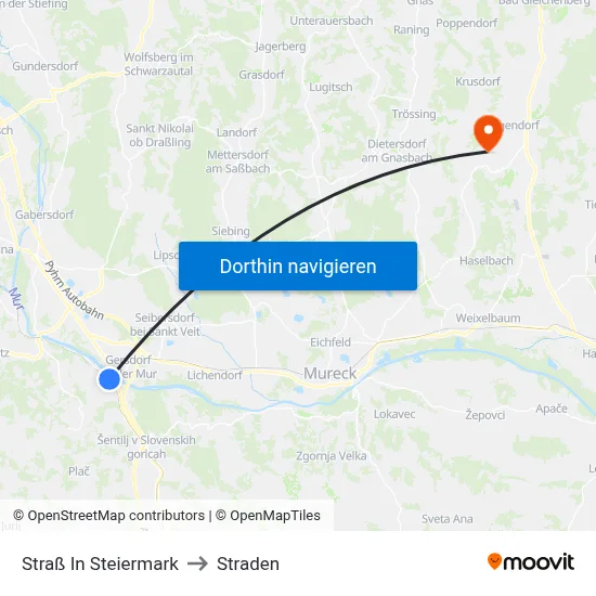 Straß In Steiermark to Straden map