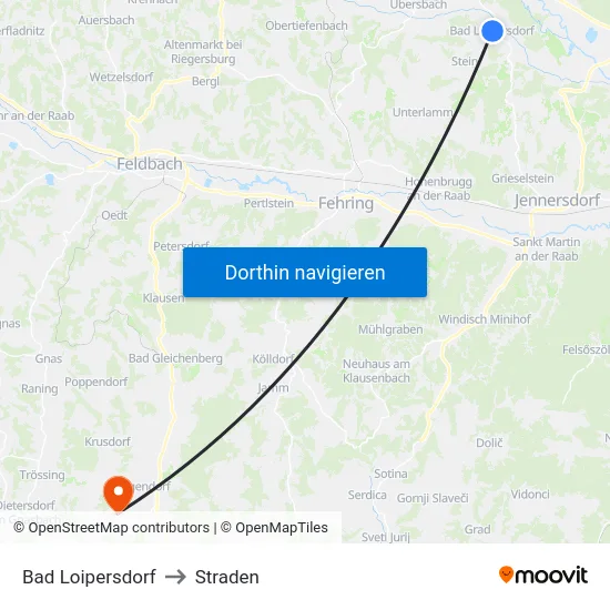 Bad Loipersdorf to Straden map