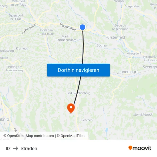 Ilz to Straden map