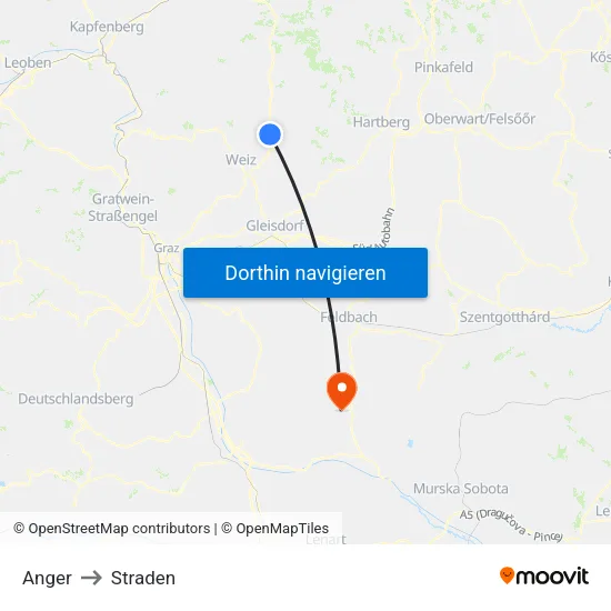 Anger to Straden map