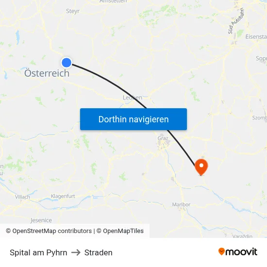 Spital am Pyhrn to Straden map