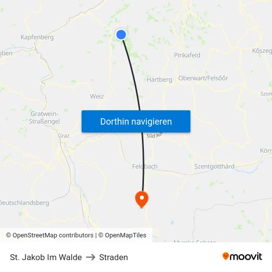 St. Jakob Im Walde to Straden map