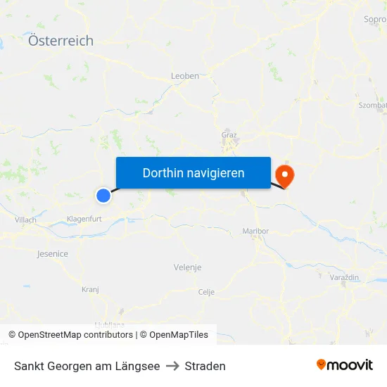 Sankt Georgen am Längsee to Straden map