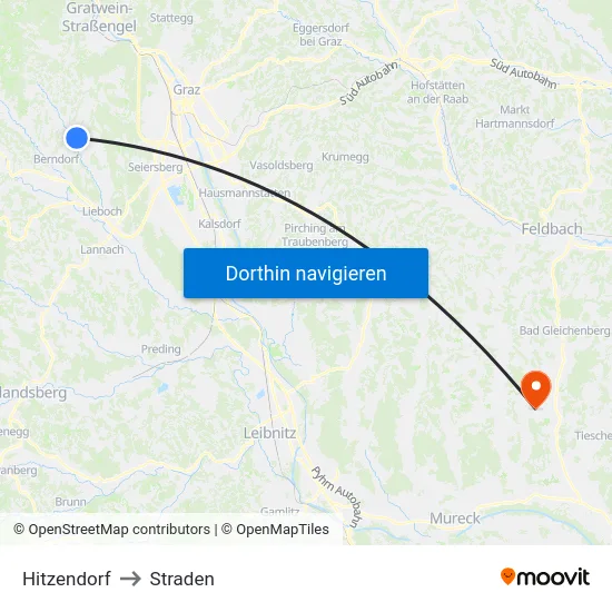 Hitzendorf to Straden map