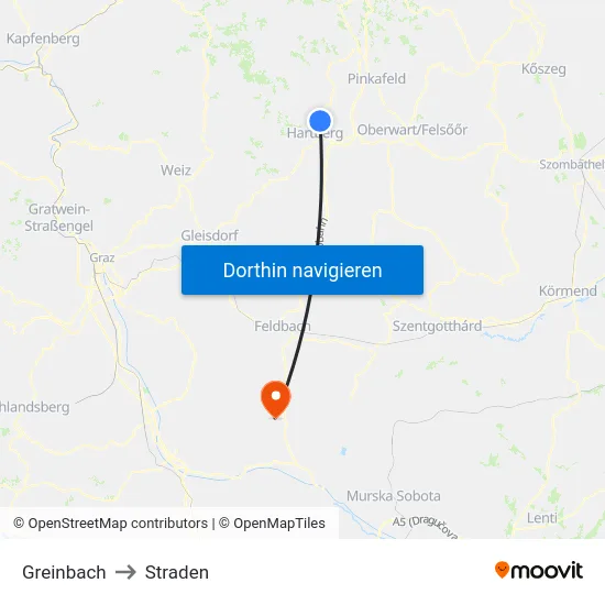 Greinbach to Straden map