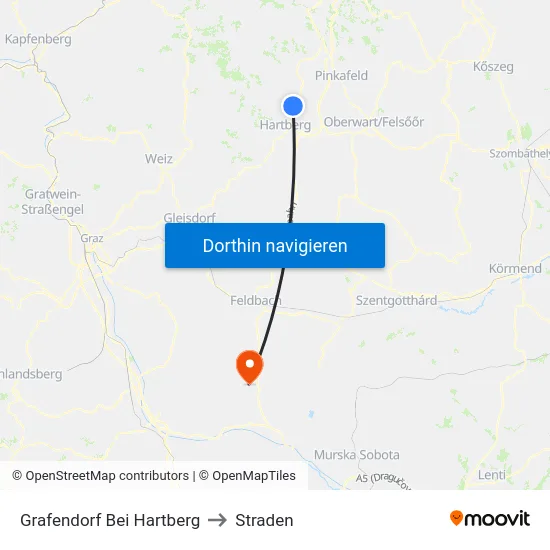 Grafendorf Bei Hartberg to Straden map
