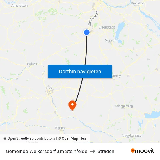Gemeinde Weikersdorf am Steinfelde to Straden map