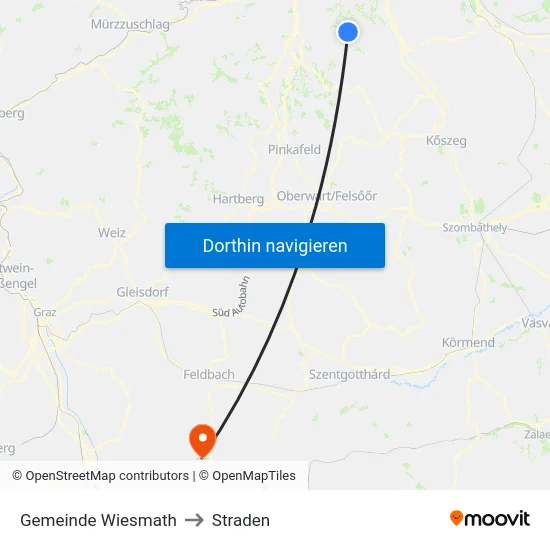 Gemeinde Wiesmath to Straden map