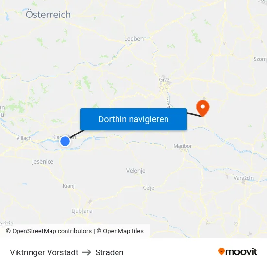 Viktringer Vorstadt to Straden map
